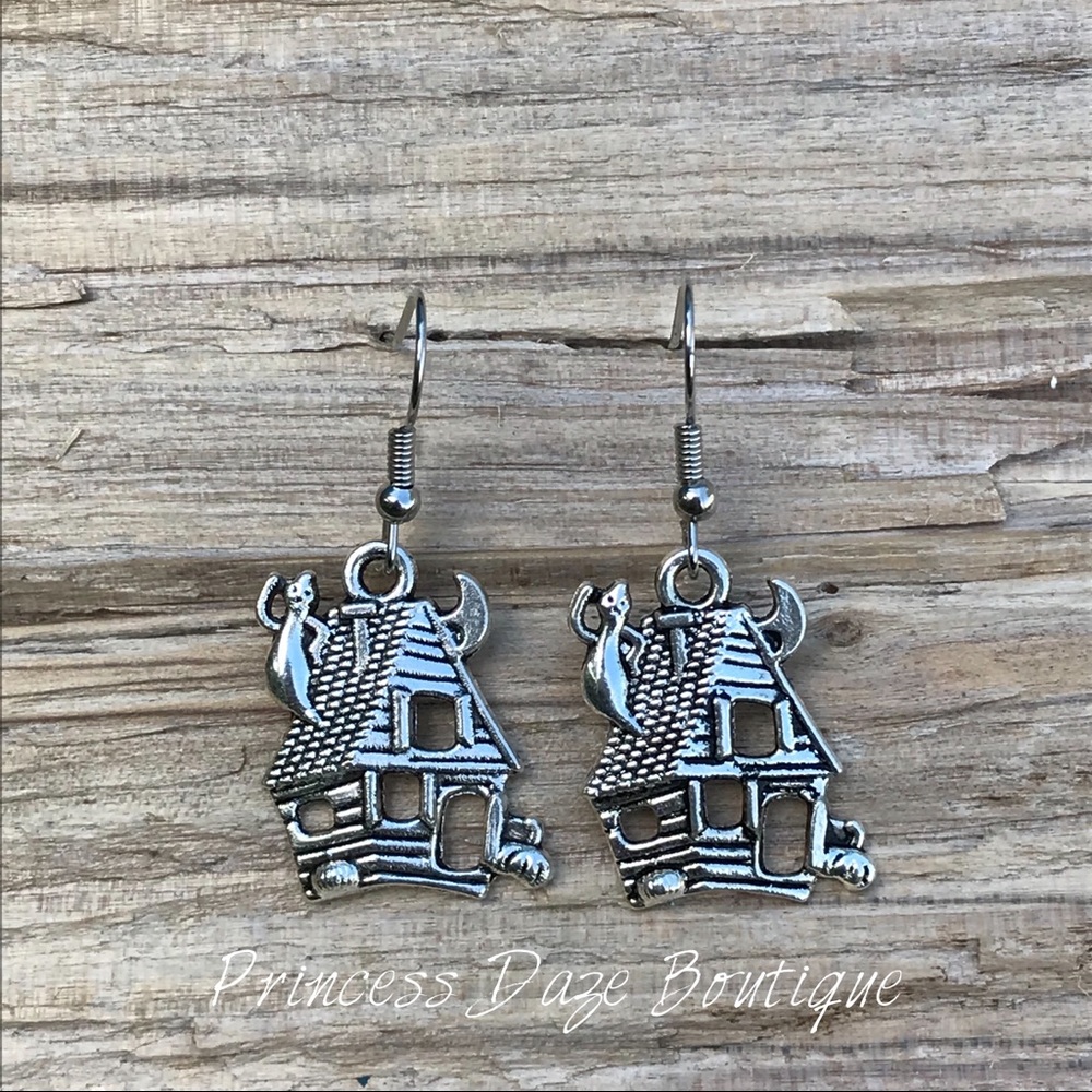 Spooky Ghost House Dangle Earrings‎